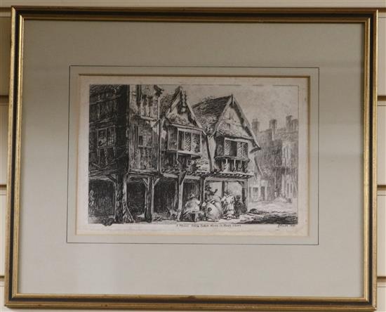 G. Cuitt - 3 dry point etchings of Chester and Renis Flanders, 2 signed prints of Sandhurst (5)